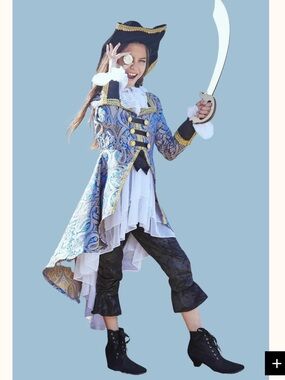 Chasing Fireflies Pirate Blue Brocade Girls Halloween/Crossplay Costume